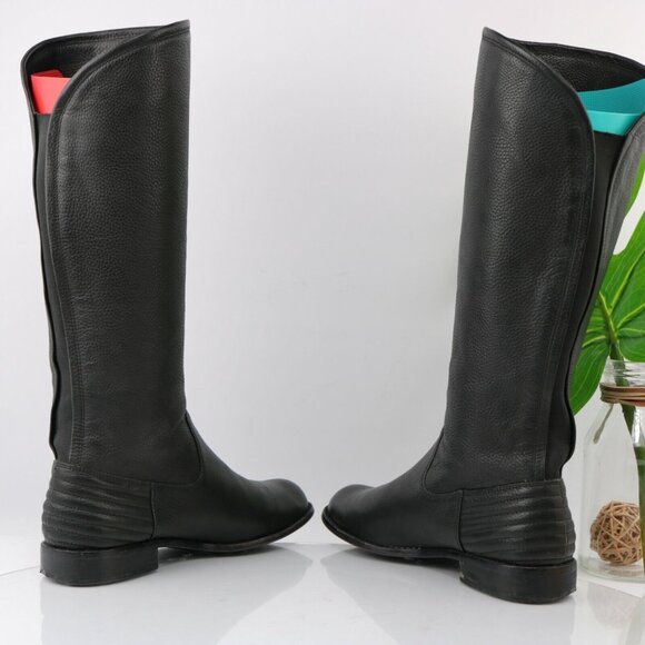 Splendid Womens Oakville Riding Boot Size 8 Tall Black Leather Pull On Elastic - Picture 5 of 12